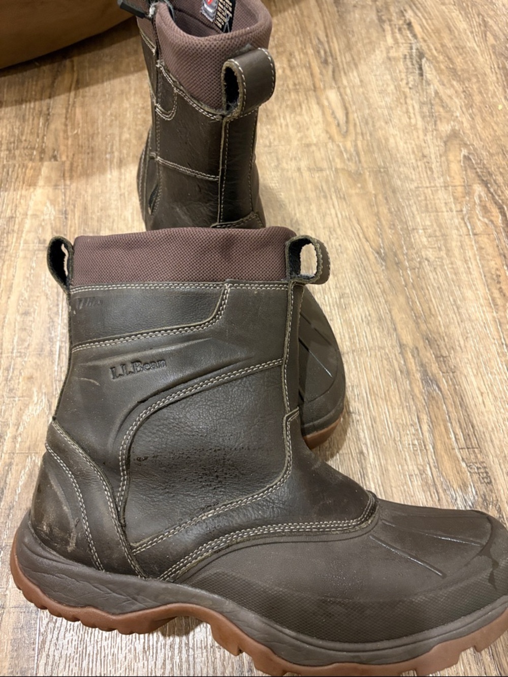 L.L. Bean Men's Dark Brown Waterproof Pull-On Boots